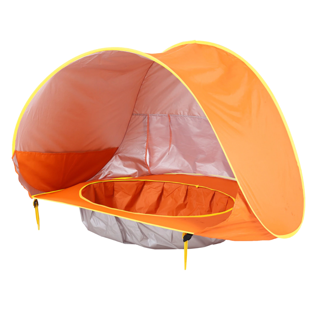 Tente de plage portável para bebê da Elbourn com mini-piscina, ideal para camping e atividades ao ar livre com crianças.