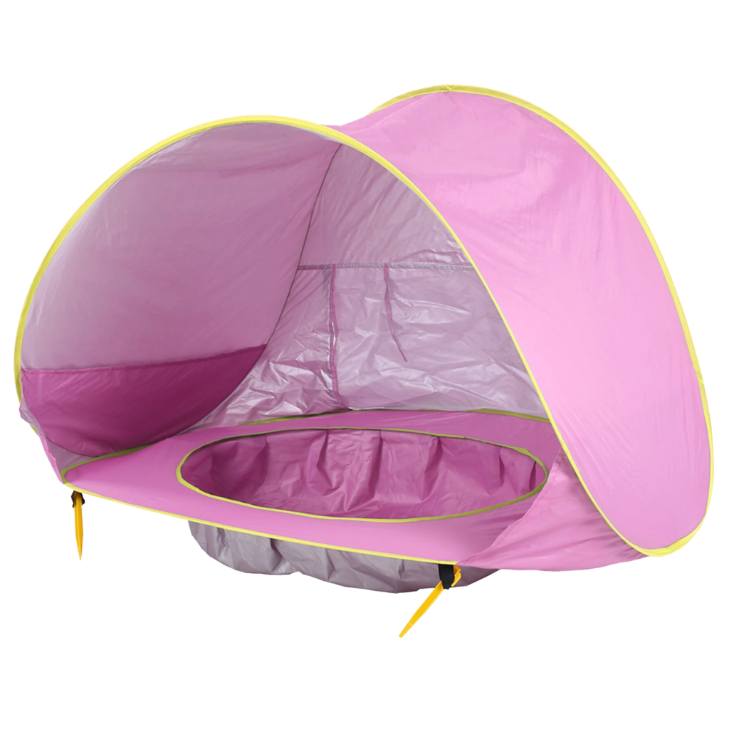 Tente de plage portável para bebê com mini-piscina da Elbourn, ideal para camping e atividades ao ar livre com crianças.
