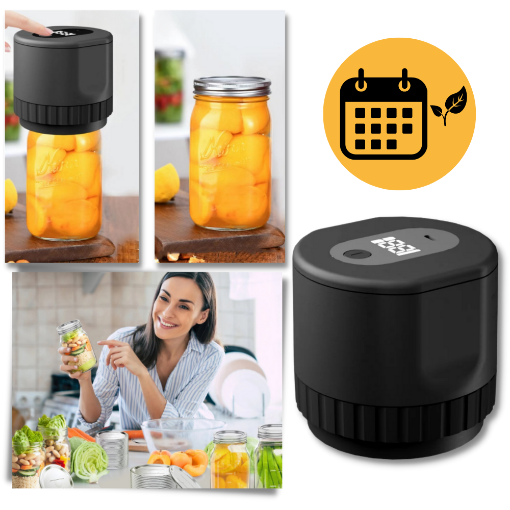 Selador a vácuo elétrico para potes de vidro, eletrodoméstico de cozinha da marca Attikbiz, mantém alimentos frescos.