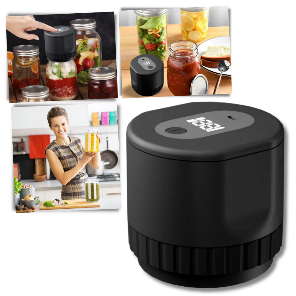 Selador a vácuo elétrico para potes de vidro, eletrodoméstico de cozinha da Attikbiz, com display digital e botão de operação