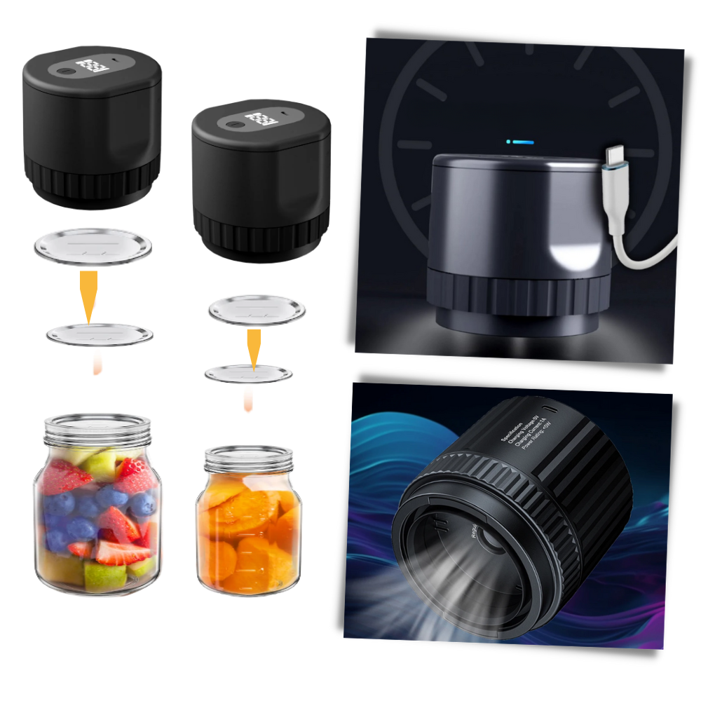 Selador a vácuo elétrico para potes de vidro, eletrodoméstico de cozinha da marca Attikbiz para conservar alimentos.