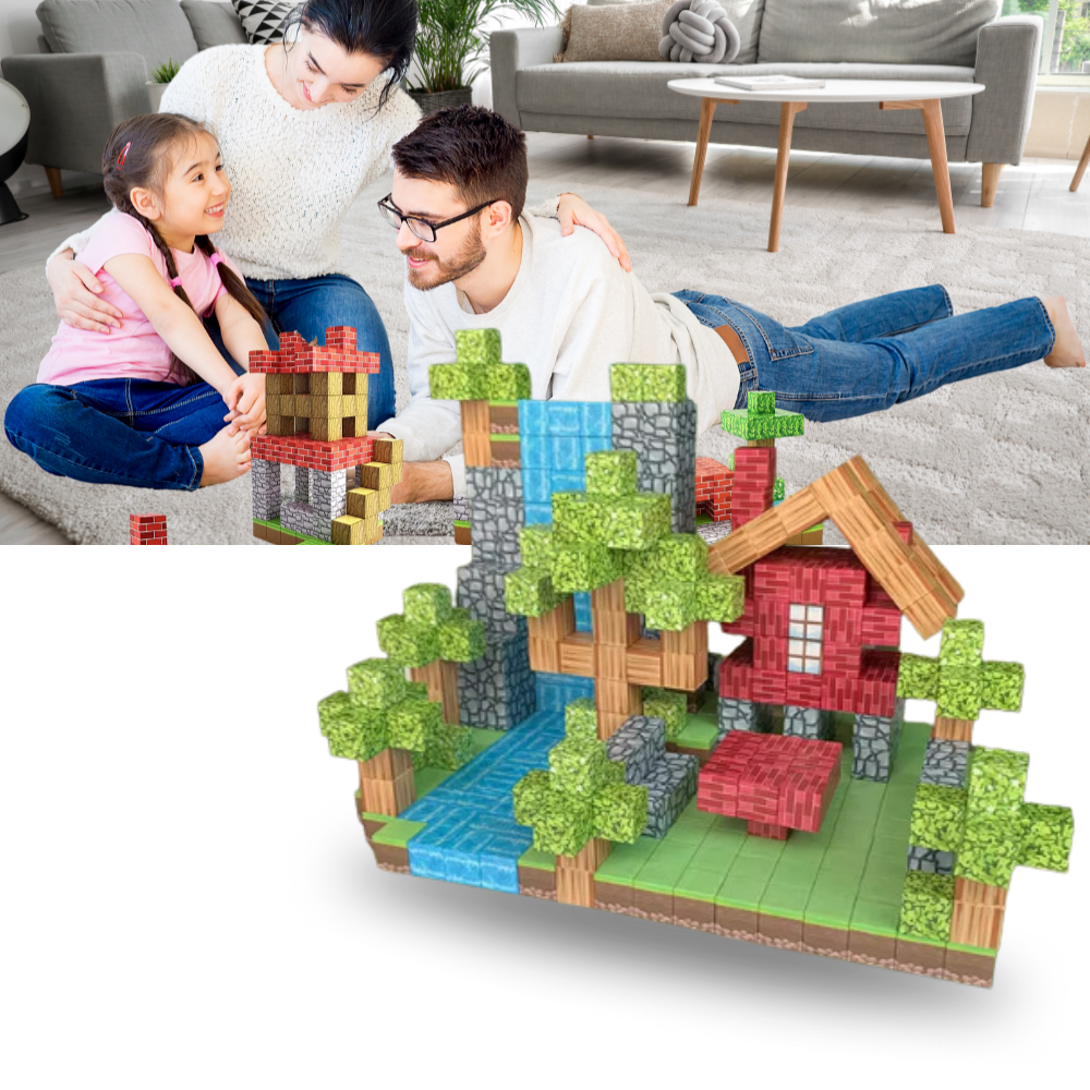 Blocos magnéticos de construção Minecraft da marca Elegant, conjunto de 72 peças para montar e brincar.
