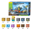 Blocos magnéticos Minecraft da Elegant, brinquedo de construção com 72 peças, ideal para montar cenários do jogo Minecraft.