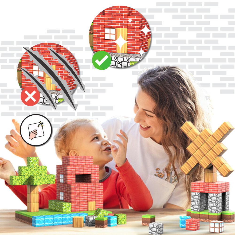 Blocos magnéticos Minecraft da Elegant, conjunto de 72 peças para brinquedos de construção, em cores vibrantes e detalhes temáticos.