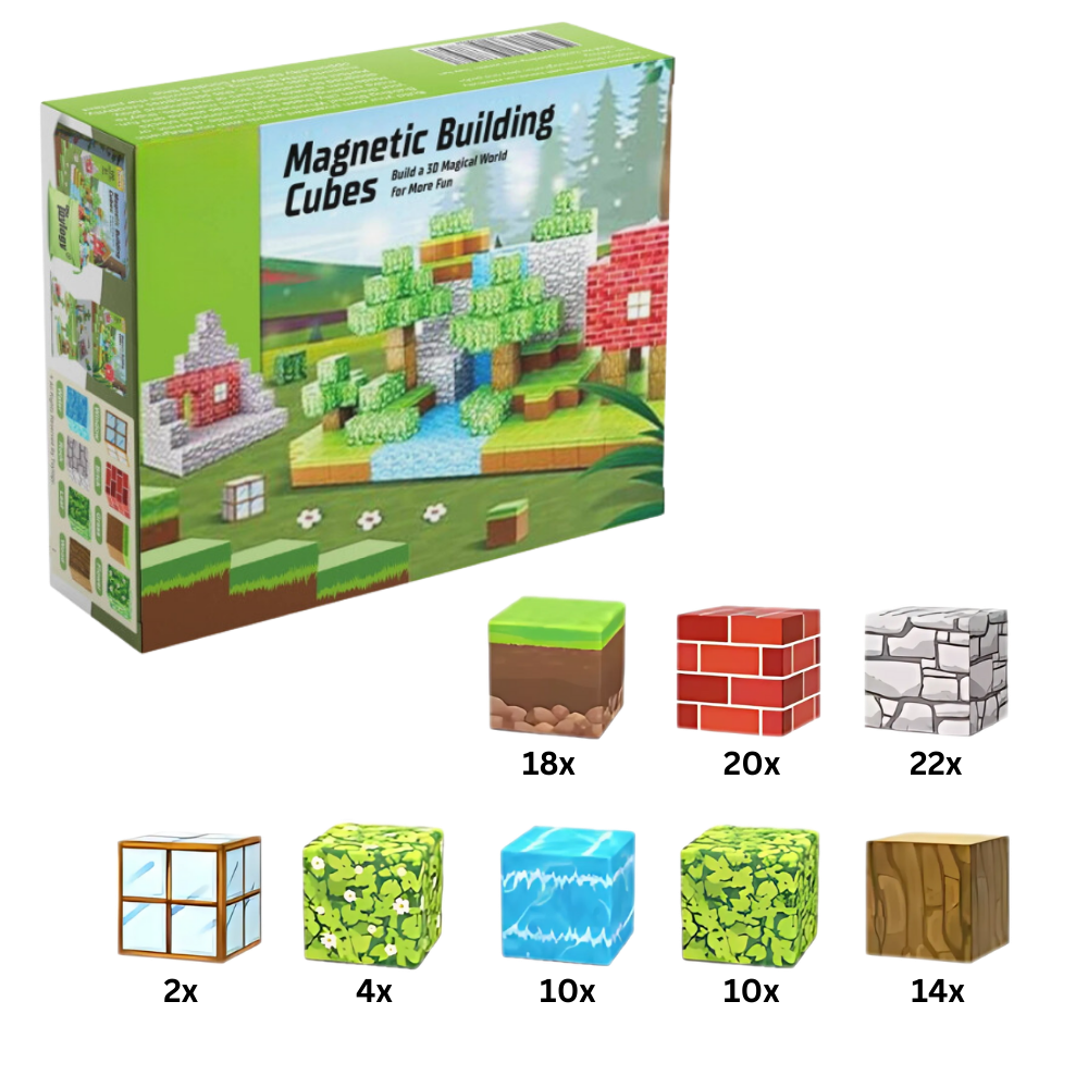 Blocos magnéticos de construção Minecraft da Elegant, conjunto de 72 peças para montar e brincar.