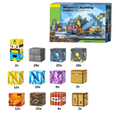 Blocos magnéticos de construção Minecraft da marca Elegant, conjunto com 72 peças para montar personagens e cenários.