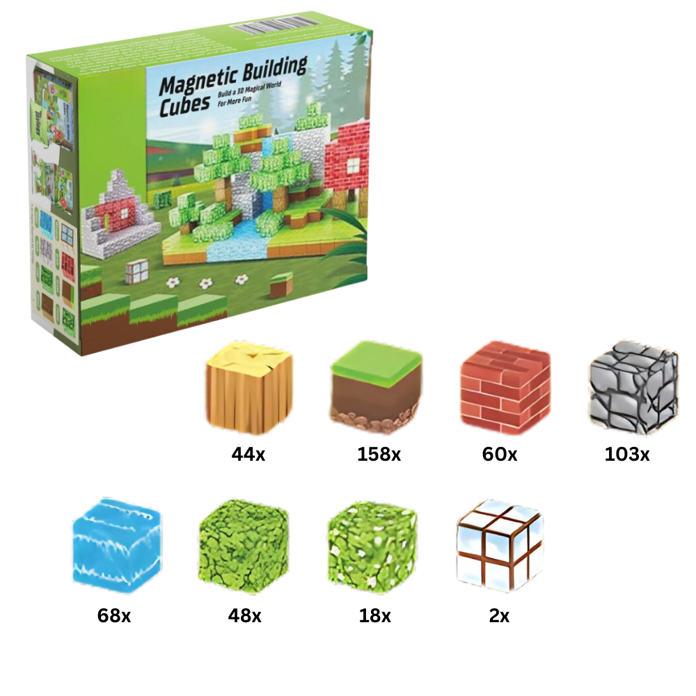 Blocos magnéticos de construção Minecraft da Elegant, conjunto de 72 peças para montar figuras e cenários de blocos.