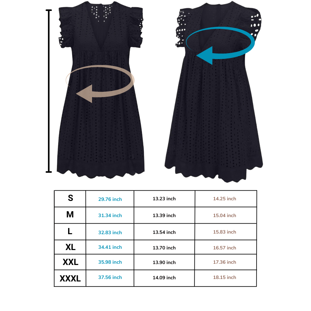 Vestido elegante Hirigin em broderie anglaise com detalhes sofisticados e acabamento delicado, ideal para ocasiões especiais.