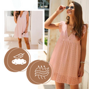 Robe elegante Hirigin em broderie anglaise com detalhes luxuosos e acabamento confortável, ideal para ocasiões especiais.