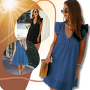 Vestido elegante Hirigin em broderie anglaise, com detalhes delicados, perfeito para o verão quente e ensolarado.