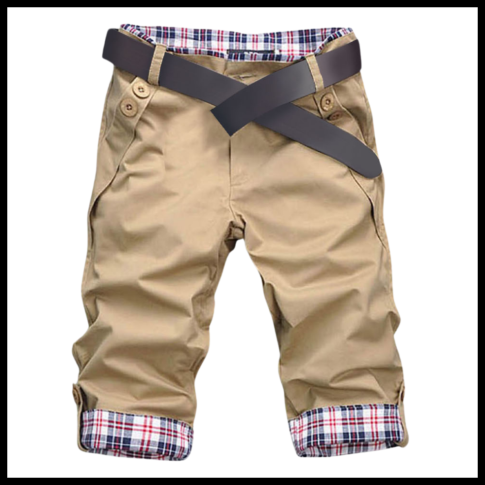 Shorts cargo masculinos elegantes da Poseidon, com bolso e design moderno, para looks casuais e sofisticados.