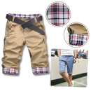 Shorts cargo masculinos elegantes da Poseidon com estampa xadrez, tecido de qualidade e estilo casual sofisticado.