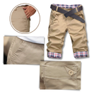 Shorts cargo masculinos elegantes da Poseidon com bolsos frontais e detalhes modernos, tecido confortável e estilo casual.