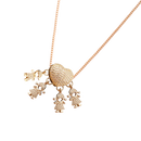 Colar elegante da Haribason com pingentes de mãe, menino e três meninas, design delicado e sofisticado para ocasiões especiais.