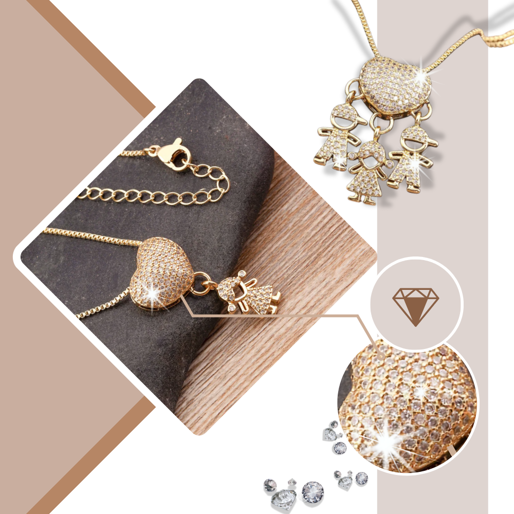 Colar elegante para mamãe com pingentes brilhantes da marca Haribason, detalhes delicados e acabamento sofisticado.