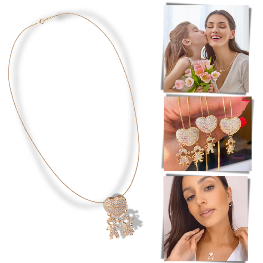 Colar elegante para mamãe com pingentes delicados, feito pela marca Haribason, mostrado na imagem.