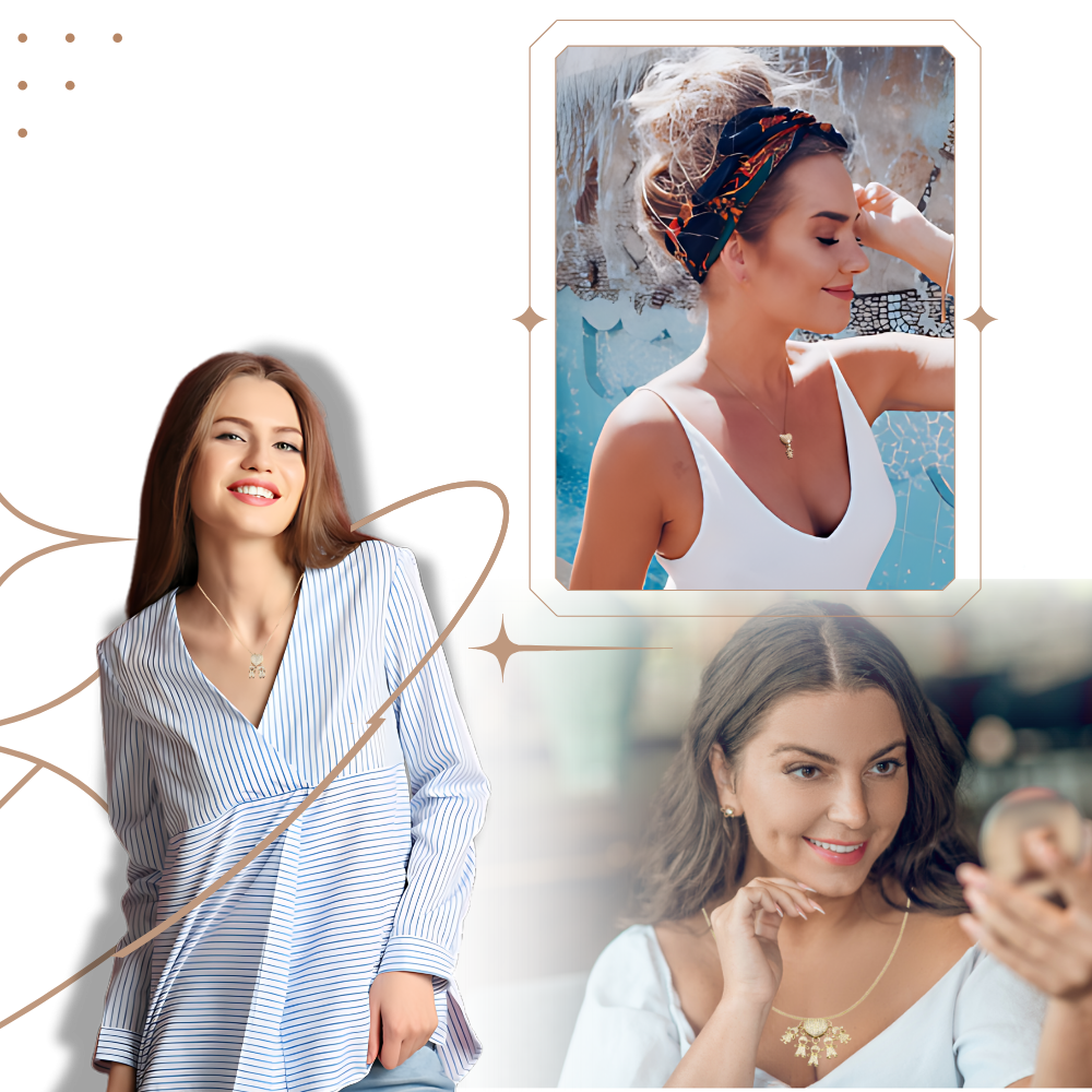 Colar elegante com pingentes para mamãe, peça de joalheria da marca Haribason, com detalhes delicados e acabamento refinado.