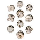 Broches elegantes sem costura da Frcolor com botões e flores brancas, ideal para acessórios sofisticados e delicados.