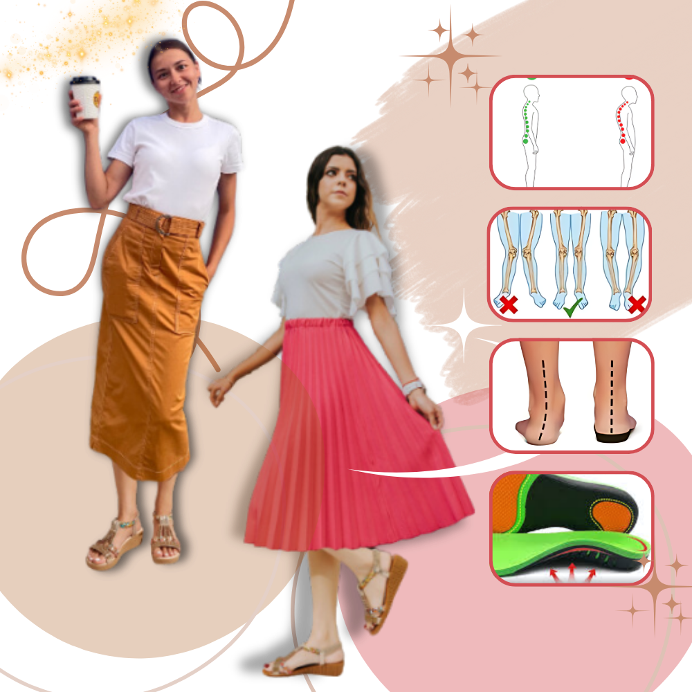 Sandálias ortopédicas elegantes com estilo boho da marca Gnobogi, feitas para conforto e elegância.