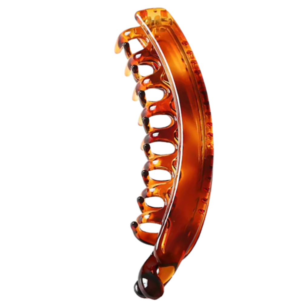 Clips elegantes para cabelo Jiasen, acessório para rabo de cavalo em tom âmbar, com design sofisticado e clássico.