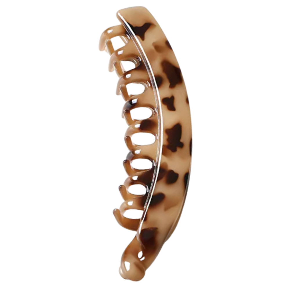 Clips elegantes para cabelo Jiasen em tom bege tartaruga, acessório para prender coque ou rabo de cavalo com estilo.