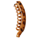 Clips elegantes para cabelo, acessório Jiasen em padrão tartaruga de cor café, ideal para prender cabelos em um coque ou rabo de cavalo.