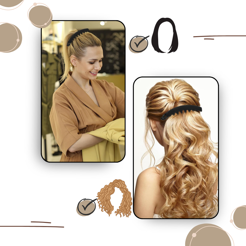 Clips elegantes para cabelo, acessório para rabo de cavalo da marca Jiasen, com acabamento sofisticado e design funcional.