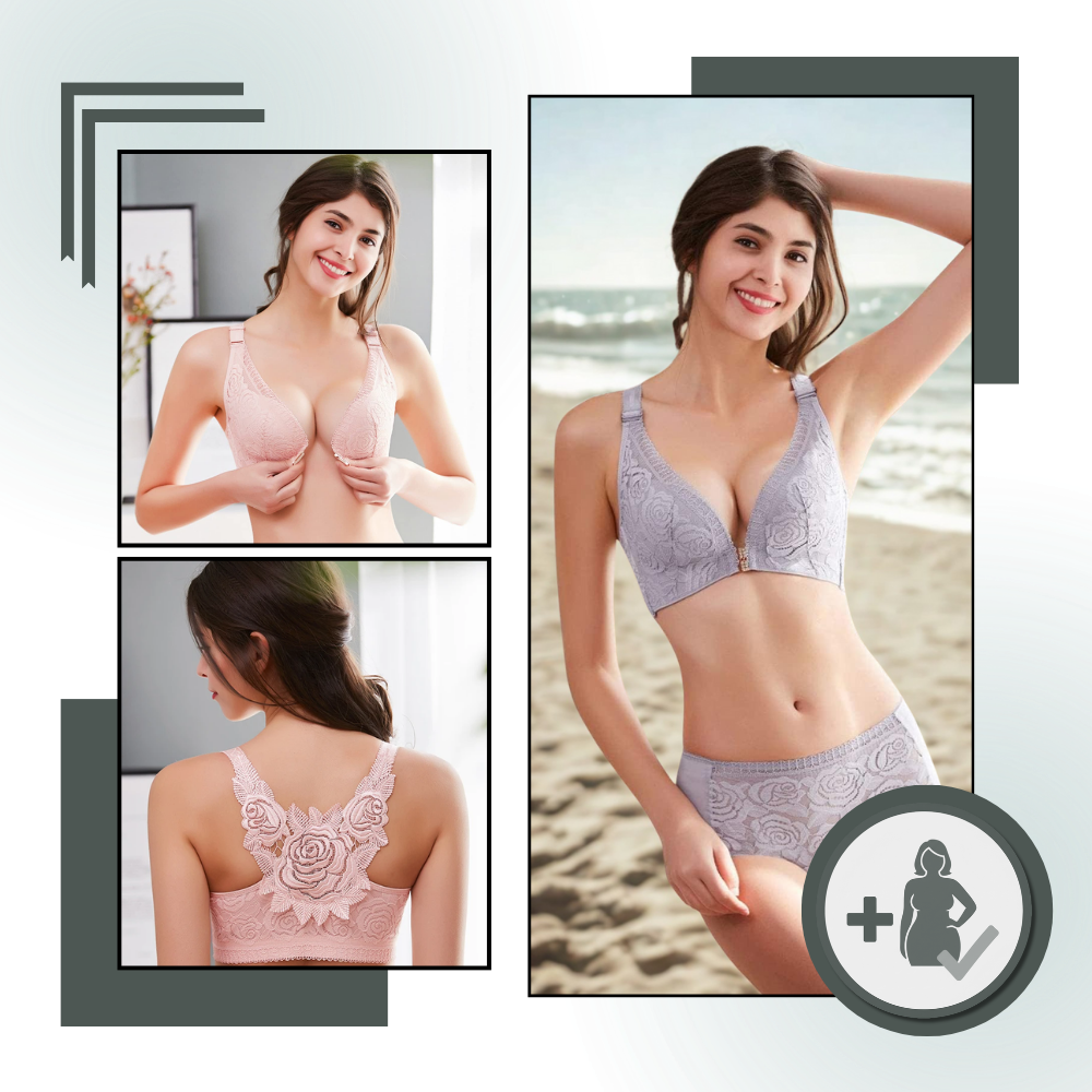 Soutien-gorge push-up elegante em renda rosa da Spiez, com design que realça o busto e estilo sofisticado.