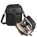 Bolsa transversal elegante e versátil Matoen em couro preto, ideal para uso diário e ocasiões especiais.