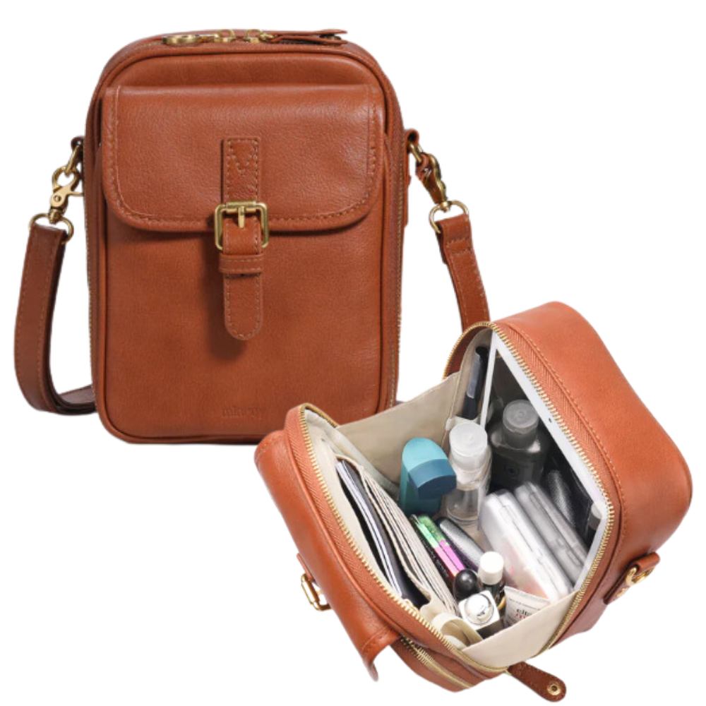 Bolsa transversal elegante e versátil da Matoen, em tom marrom, com detalhes sofisticados para uso diário.