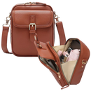 Bolsa tiracolo vintage da Matoen, elegante e versátil, feita em couro marrom com alça ajustável e detalhes clássicos.