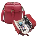 Bolsa transversal elegante e versátil da marca Matoen, com acabamento em couro vermelho e alça ajustável.