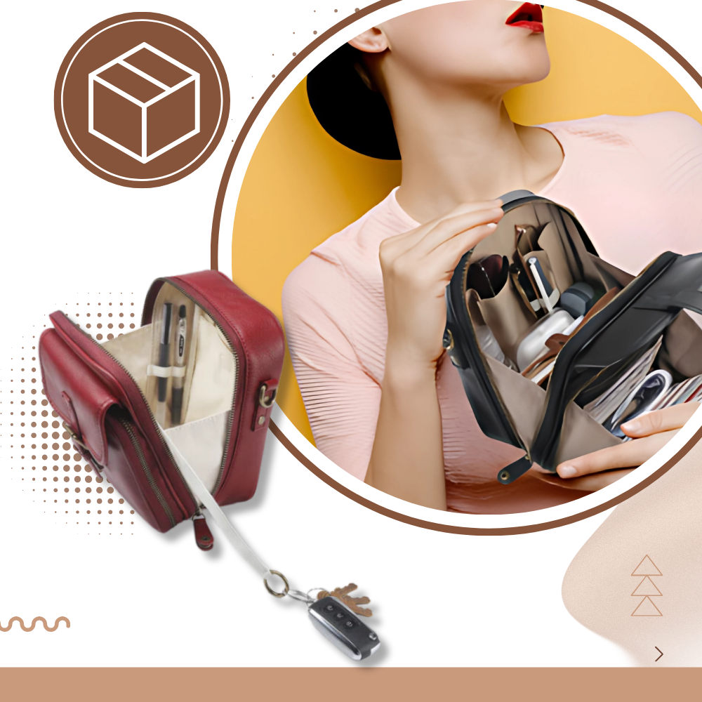Bolsa transversal elegante e versátil da Matoen, feita em couro com compartimentos para armazenamento compacto.