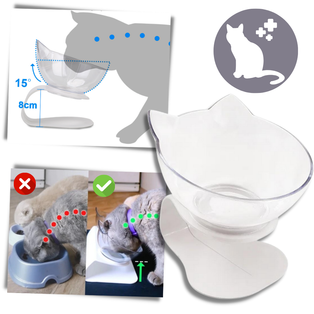 Bowl confort elevadé para gatos da marca Yugaoo, ideal para alimentação confortável e ergonômica.