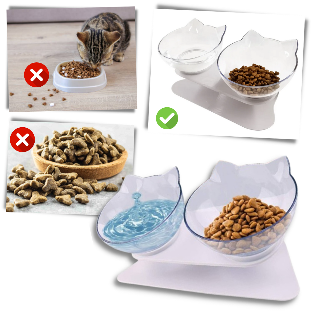 Tigela elevada para gatos Yugaoo, com design confortável e anti-mess, ideal para alimentação limpa e confortável.