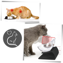 Tigela elevada de conforto para gatos da marca Yugaoo, com design ergonômico e suporte para alimentação confortável.