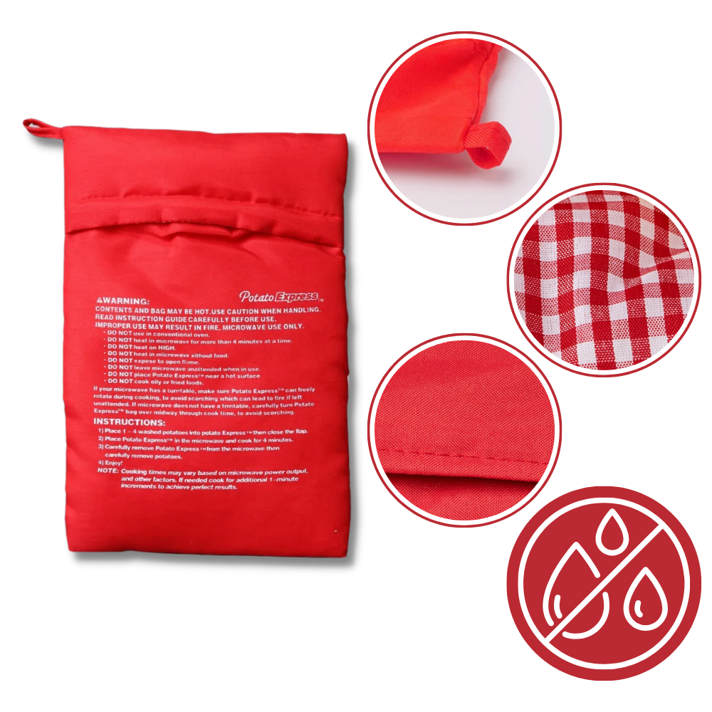 Saco de cozimento para batatas no micro-ondas da marca Blirik, acessório eficiente para preparar batatas rapidamente.