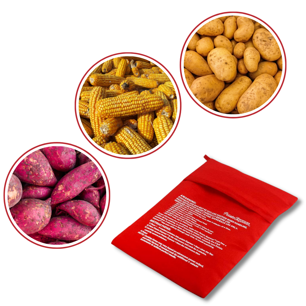 Sac de cuisson para batatas no micro-ondas da Blirik, acessório pequeno de eletrodoméstico para cozinhar de forma prática.