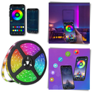 Faixa de LED RGB econômica da Flw, dispositivo de iluminação com luzes coloridas e energia eficiente para ambientes internos.