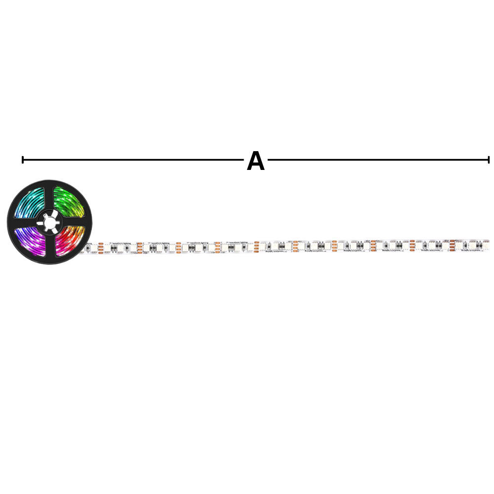 Fita de LED RGB econômica da Flw, com luzes coloridas e energia eficiente para iluminação decorativa.
