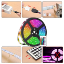 Fita de LED RGB econômica da Flw instalada, iluminação decorativa e eficiente para ambientes internos e externos.