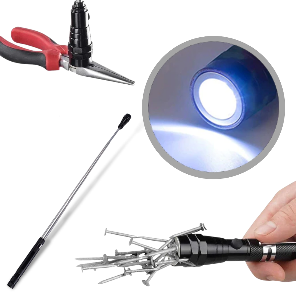 Lanterna de mão e frontal Enod com LED magnético, telescópica, preta, ideal para iluminar ambientes com luz forte e ajustável.