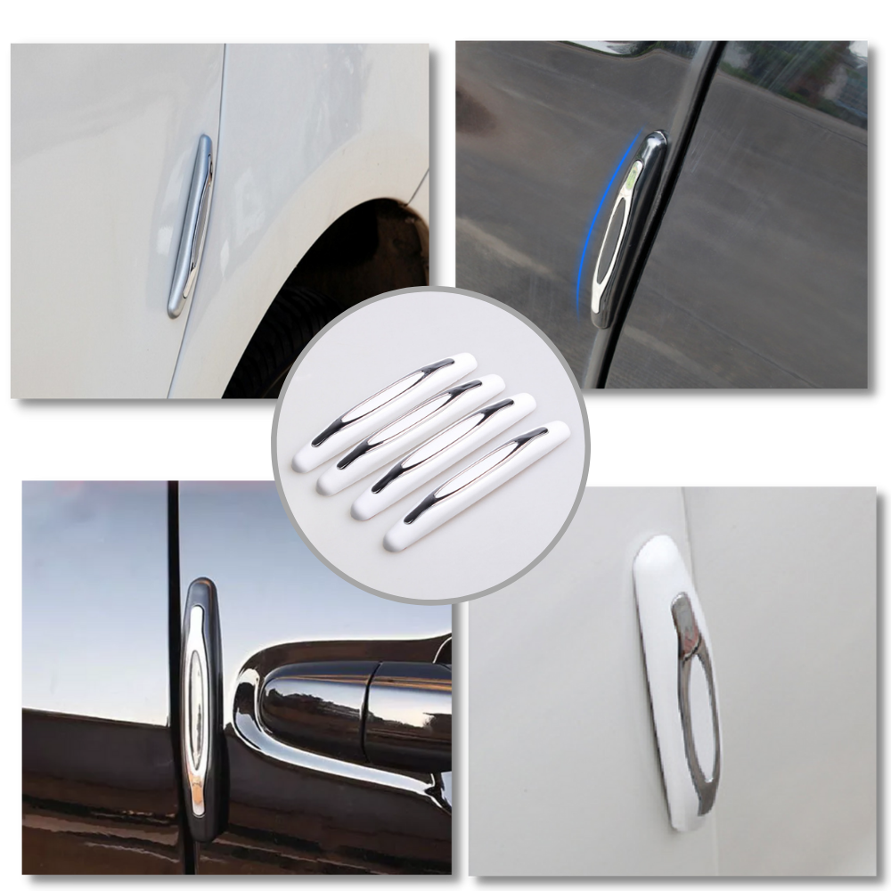 Pack de 4 bandes de protection gris pour portières de voiture, destiné à l'entretien et la décoration des véhicules.