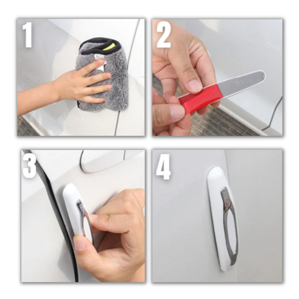 Pack de 4 bandes de protection gris pour portières de voiture Enowise-Yl, idéal pour entretien et décoration de véhicules.