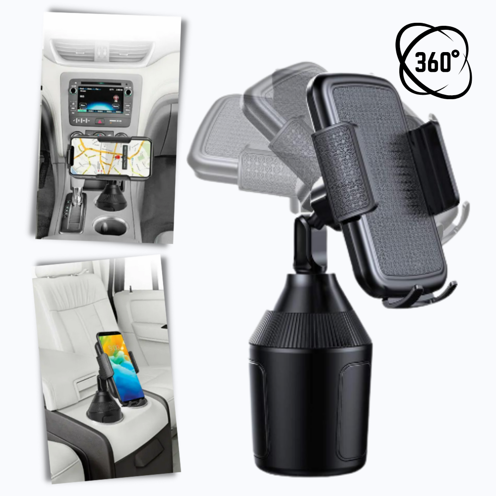 Suporte ajustável para telefone celular Enquiret, ideal para veículos, com design prático e compatível com diferentes modelos.