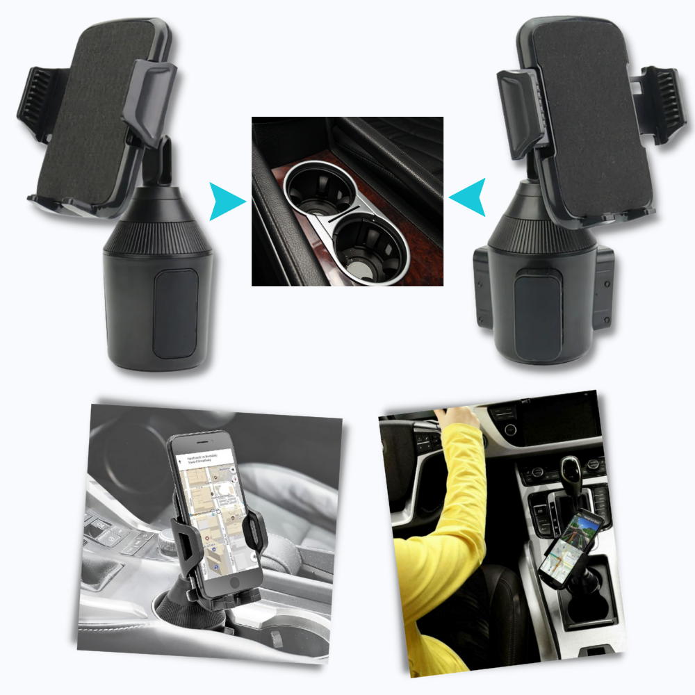 Suporte ajustável para telefone móvel Enquiret, ideal para uso em veículos, com design prático e compatível com diversos modelos.
