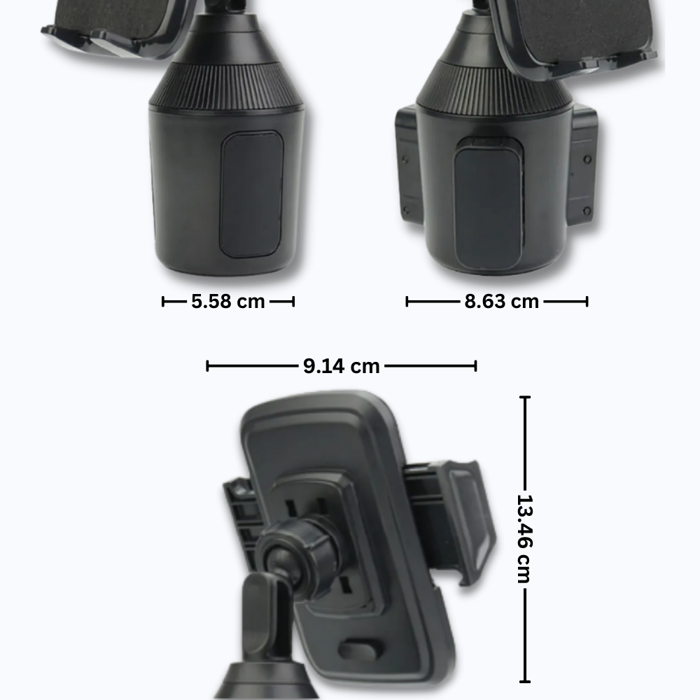 Suporte ajustável para celular Enquiret para veículos, fixação prática e segura para smartphones no painel do carro.