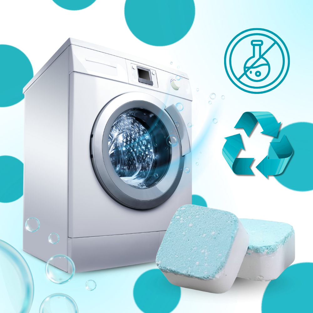 Tabletes de limpeza com enzimas Teissuly para máquina de lavar, removem sujeira sem produtos químicos, limpeza eficiente para lavanderia.