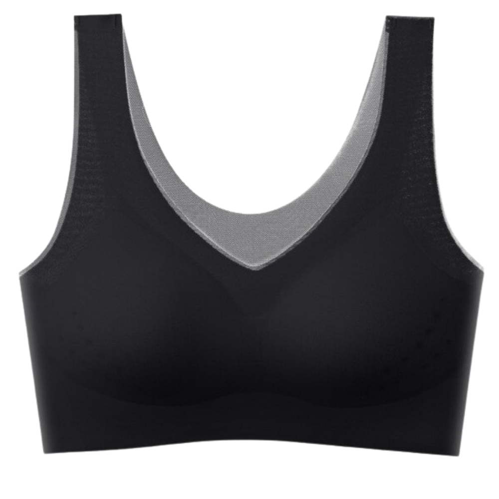 Soutien-gorge ultra-fino sem costura em seda glacê da Eopuing, modelo preto, sem aro, para roupas íntimas elegantes.