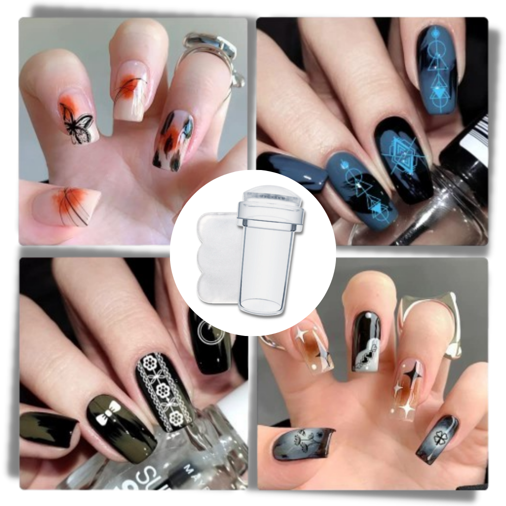 Ferramenta de nail art transparente da Eotia com design de arco-íris para simetria perfeita em cosméticos.